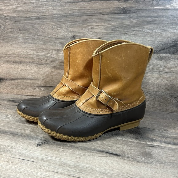 LL BEAN Maine Bean Boots Duck Leather Buckle Vintage Men's Size 12